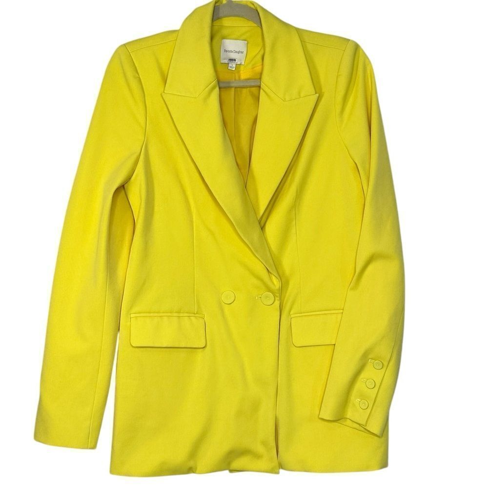 Favorite Daughter Yellow Double Breasted Oversized Blazer | Size S